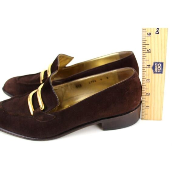 VTG Walter Steiger BROWN REAL LEATHER SUEDE LOW HEEL ALMOND TOE LOAFER SHOES 9B - Picture 9 of 12